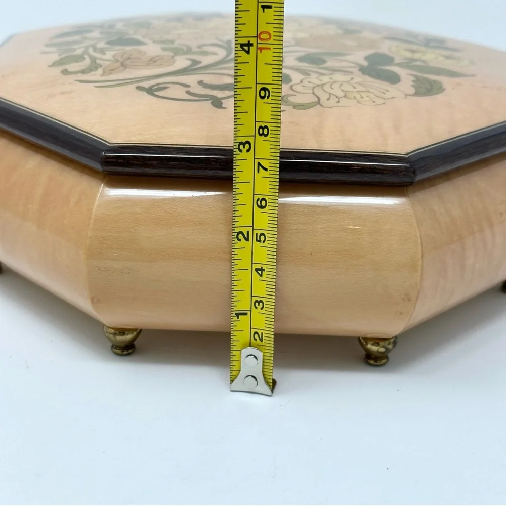 Vintage Made in Italy Sorrento Inlaid Floral Music Wooden Jewelry Box  Mozart